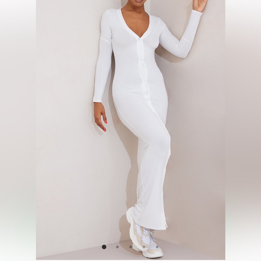 White Ribbed Maxi Dress